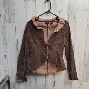 louie brown cropped button jacket